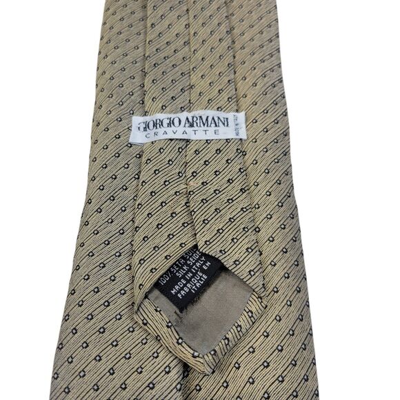 GIORGIO ARMANI Men's 100% Silk Necktie ITALY Designer Geometric Brown - Picture 5 of 10